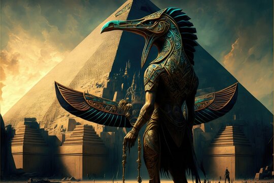 The Egyptian God Thoth, AI Generated Ancient Futurism Image of The God Thoth of Egypt