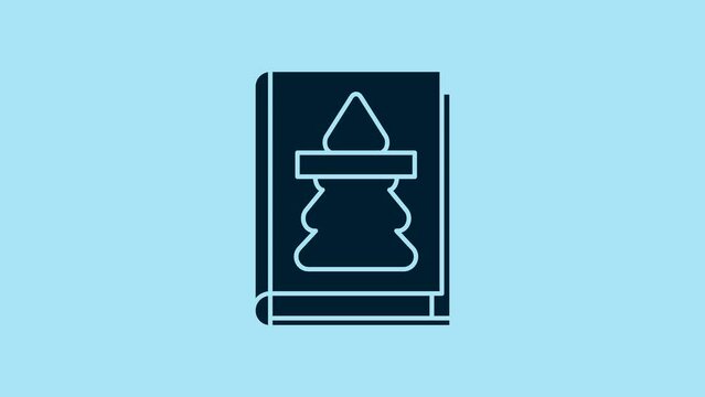 Blue Christmas book cover or flyer template icon isolated on blue background. Merry Christmas and Happy New Year. 4K Video motion graphic animation
