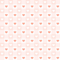 cute pink heart gingham seamless pattern vector illustration, repeat background design