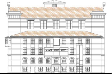 Sketch vector illustration of a classic old government building
