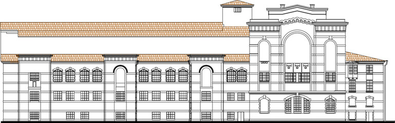 Sketch vector illustration of a classic old government building