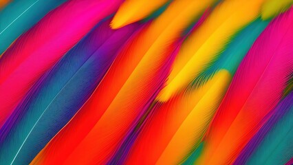 Minimalist background with colorful feathers