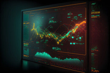 Trading screen, Stock market trading graph, investment chart made with Generative AI technology	