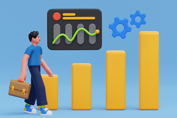 3D Startup Business Growth Illustration