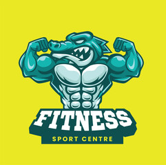 Alligator muscle gym logo design