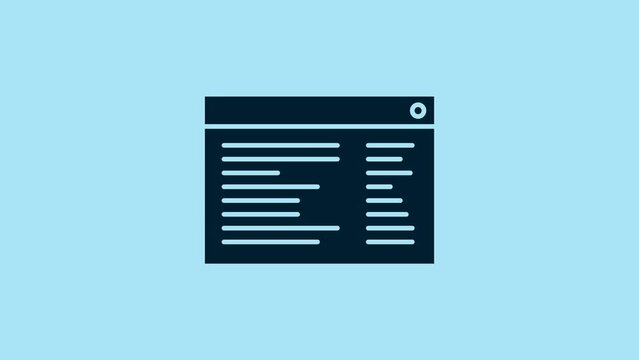 Blue Software, web developer programming code icon isolated on blue background. Javascript computer script random parts of program code. 4K Video motion graphic animation