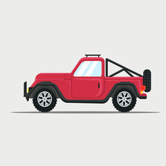 Fototapeta na wymiar Off road vehicle red color .Extreme Sports vehicle Vector Illustration flat style design