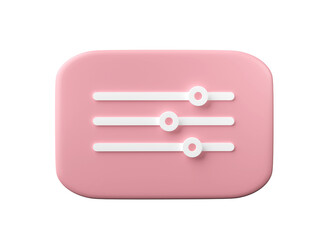 3D Music adjustment icon isolated on transparent background PNG file format.