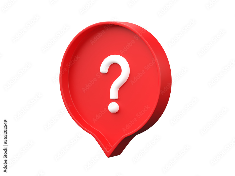Poster 3d question mark in speech bubble icon isolated on transparent background png file format.