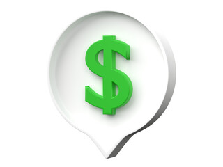 3D Dollar sign inside of a pin isolated on transparent background PNG file format.