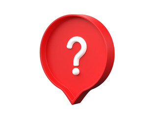 3D question mark in speech bubble icon isolated on transparent background PNG file format.