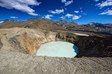 Drekagil,Herdubreid mountain in the Highlands of Iceland.The lake Oskjuvatn in the Iceland.