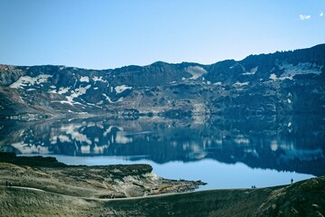 Drekagil,Herdubreid mountain in the Highlands of Iceland.The lake Oskjuvatn in the Iceland.