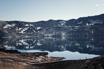 Drekagil,Herdubreid mountain in the Highlands of Iceland.The lake Oskjuvatn in the Iceland.