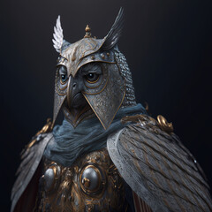 Obraz premium medieval owl man made by artificial intelligence