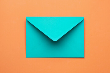 Bright envelope on color background