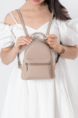 luxury leather backpack brown for women