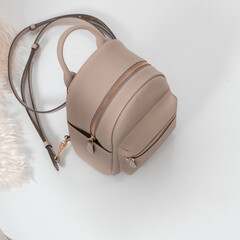 luxury leather backpack brown for women