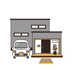 四角い家のイラスト