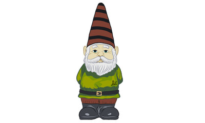 Cute grandpa fantasy gnome cartoon vector