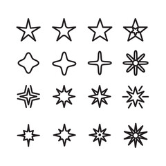 unique collection of star icons with lineart styles