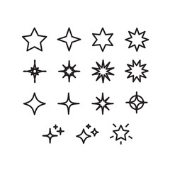 sun icon set with line art style