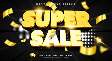 Luxury super sale 3d editable vector text style effect, suitable for promotion product name
