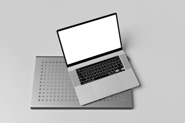 Fototapeta na wymiar laptop isolate blank screen display mockup. 3d rendering