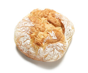 Loaf of fresh bread isolated on white background