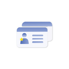 3d Driver license, id card, plastic card, badge icon. 3d rendering. Vector illustration