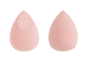 Set Light nude pink make-up sponge isolated on white background. beauty blender