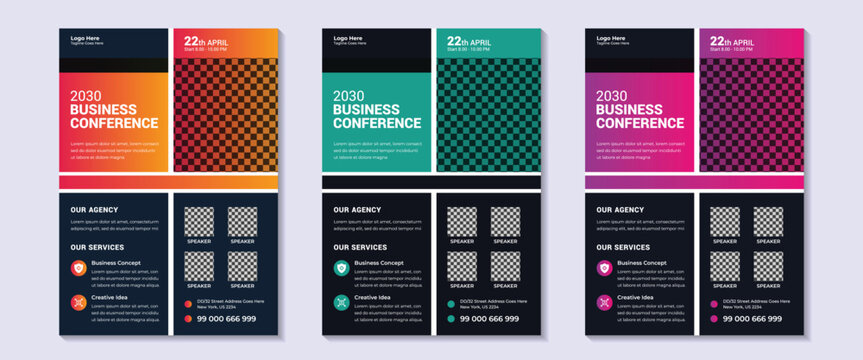 Corporate Business Conference poster and flyer design layout template in A4 size. Corporate Business Conference live meeting and flyer design layout template. vector illustration.