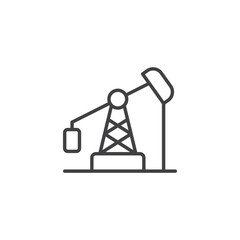 Oil pump, mining line vector icon, Graphic design