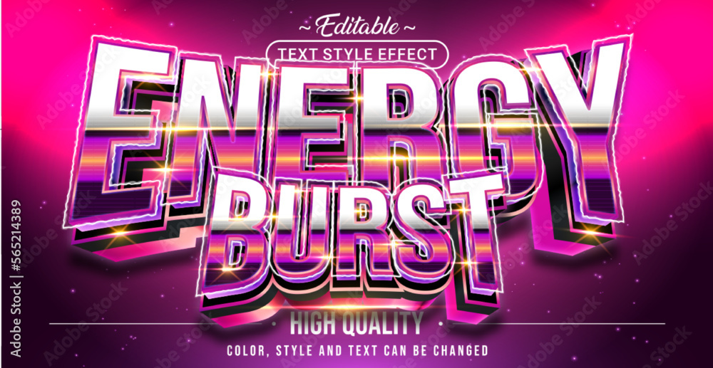 Poster editable text style effect - energy burst text style theme.