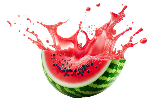 slice of watermelon with juice splash