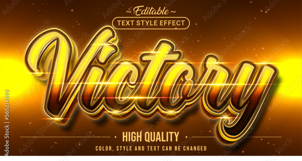 Aufkleber editable text style effect - golden victory text style theme.