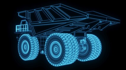 3D rendering illustration convoy construction blueprint glowing neon hologram futuristic show technology security for premium product business finance