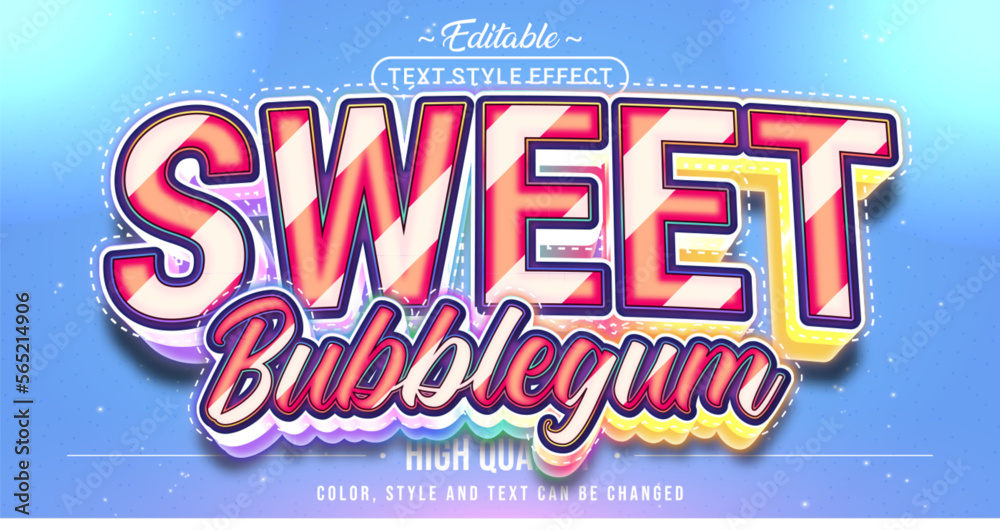 Poster editable text style effect - sweet bubblegum text style theme.