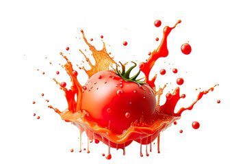 tomato in red sauce splash - obrazy, fototapety, plakaty