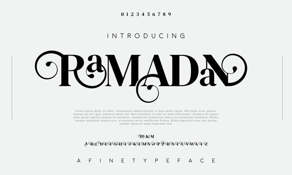 Ramadan Font Alphabet. Luxury Vintage Typeface Logo Branding