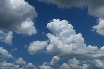Beautiful view on blue sky with shaped clouds