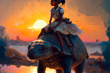 Fototapeta premium woman with a horse
