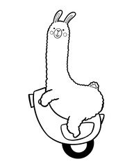 alpaca animal drawing Very interested in beautiful and cute lines with alpaca playing sports and gestures.