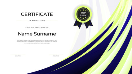 Certificate of appreciation template. Clean modern certificate. Certificate border template with modern line pattern.