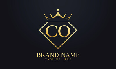 Diamond crown vector. Luxury queen logo for jewelry vector with letters