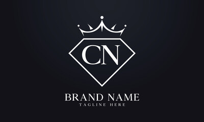 Diamond crown vector. Luxury queen logo for jewelry vector with letters