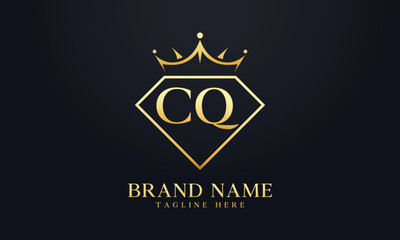Diamond crown vector. Luxury queen logo for jewelry vector with letters