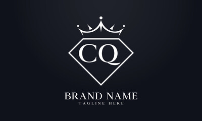 Diamond crown vector. Luxury queen logo for jewelry vector with letters