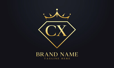 Diamond crown vector. Luxury queen logo for jewelry vector with letters