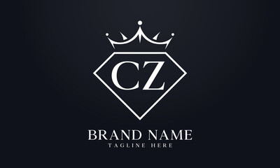 Diamond crown vector. Luxury queen logo for jewelry vector with letters